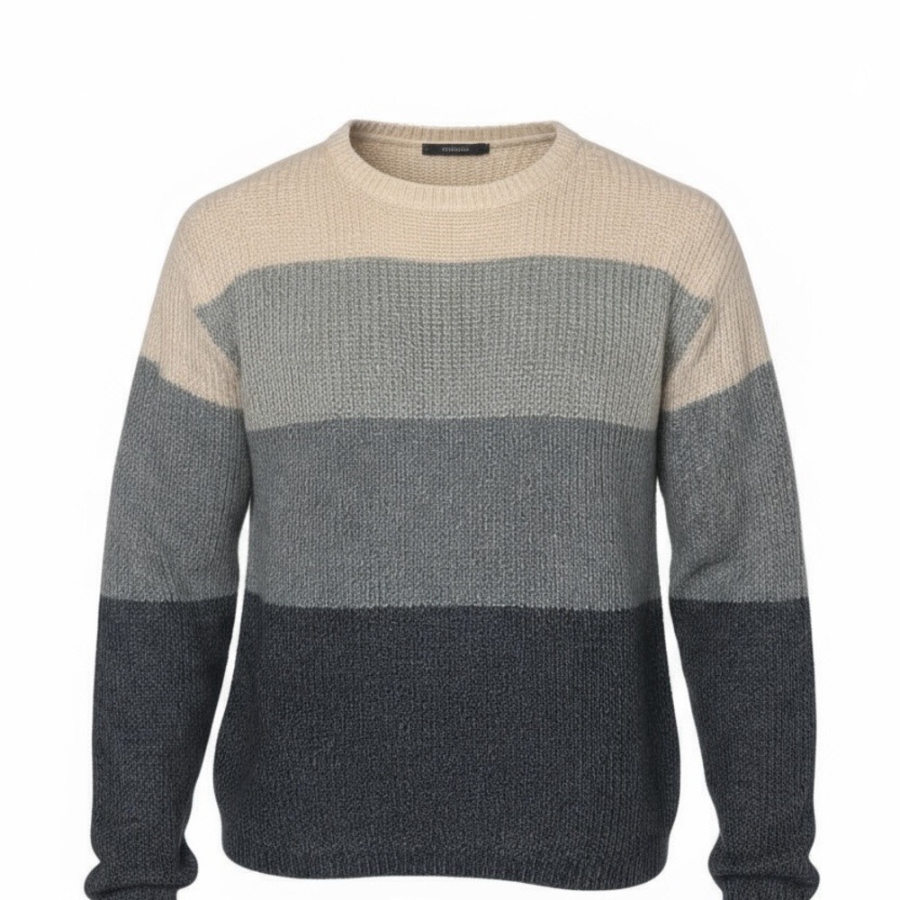 Cuidado con el Perro Men's Colorblock Knit Sweater Blue Gray White Size Large